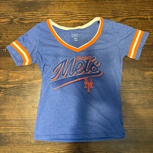MLB Blue and Orange Mets Women's Tee